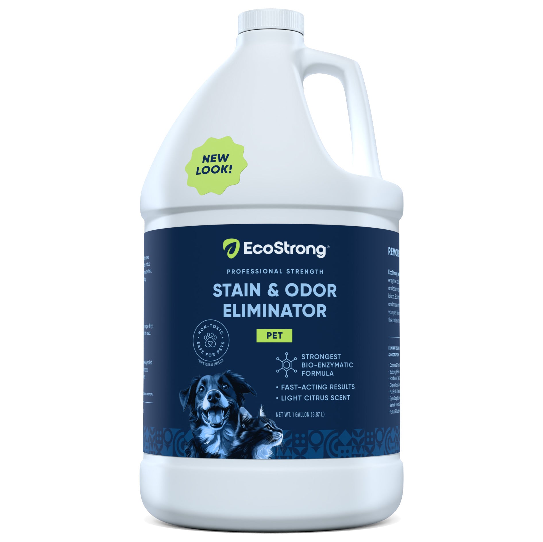 Eco Strong Pet Stain and Odor Remover Powerful Enzymatic Urine Eliminator for Cats Dogs I 1 Gallon Value Size