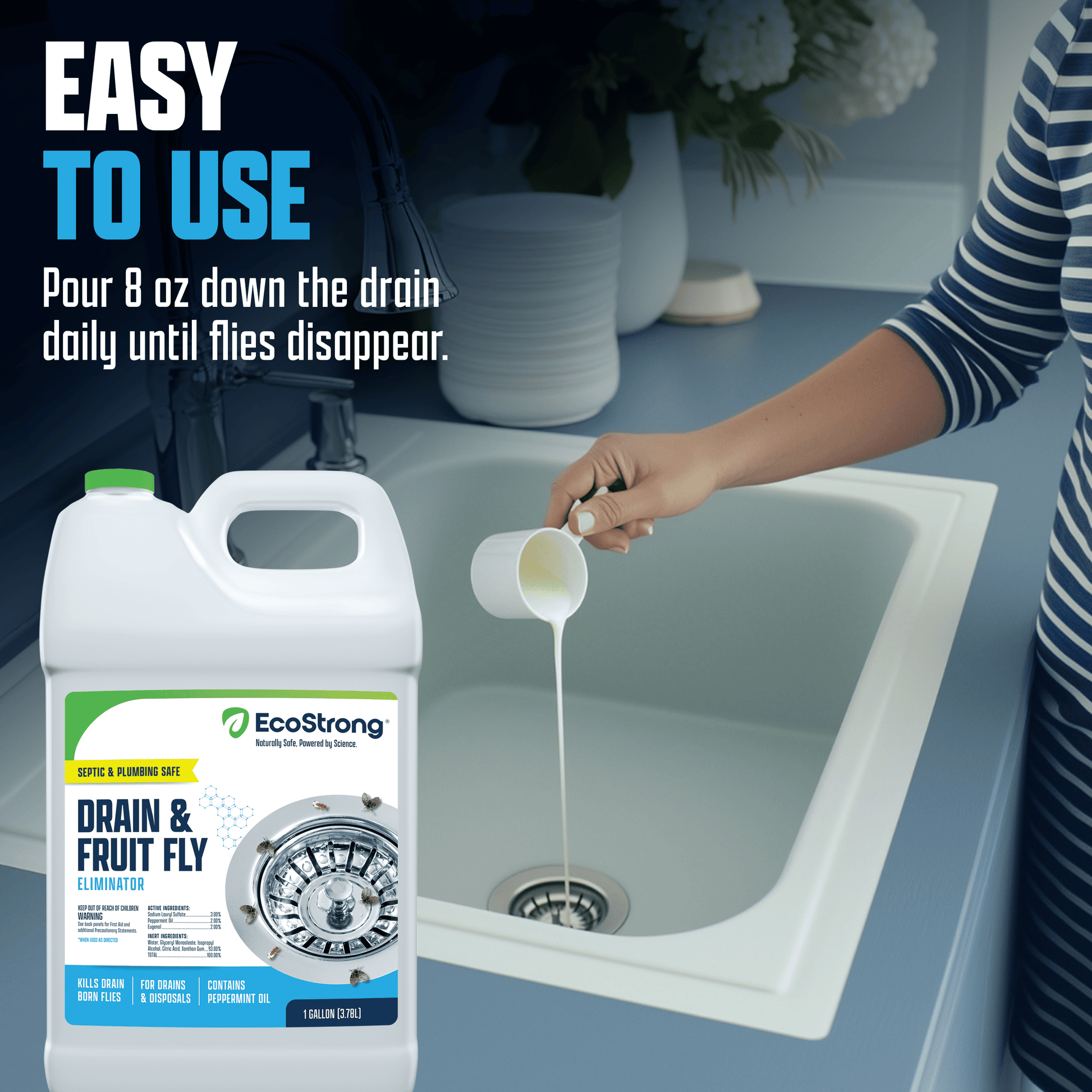 EcoStrong Drain and Fruit Fly Eliminator 1 Gallon #size_1-gallon-with-3-fly-finder-traps