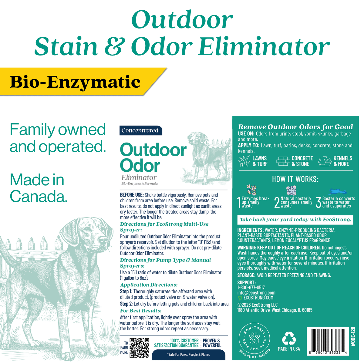 EcoStrong Outdoor Odor Eliminator 1 gallon and 32 oz sprayer #size_32-oz-sprayer-bottle-and-1-gallon-refill