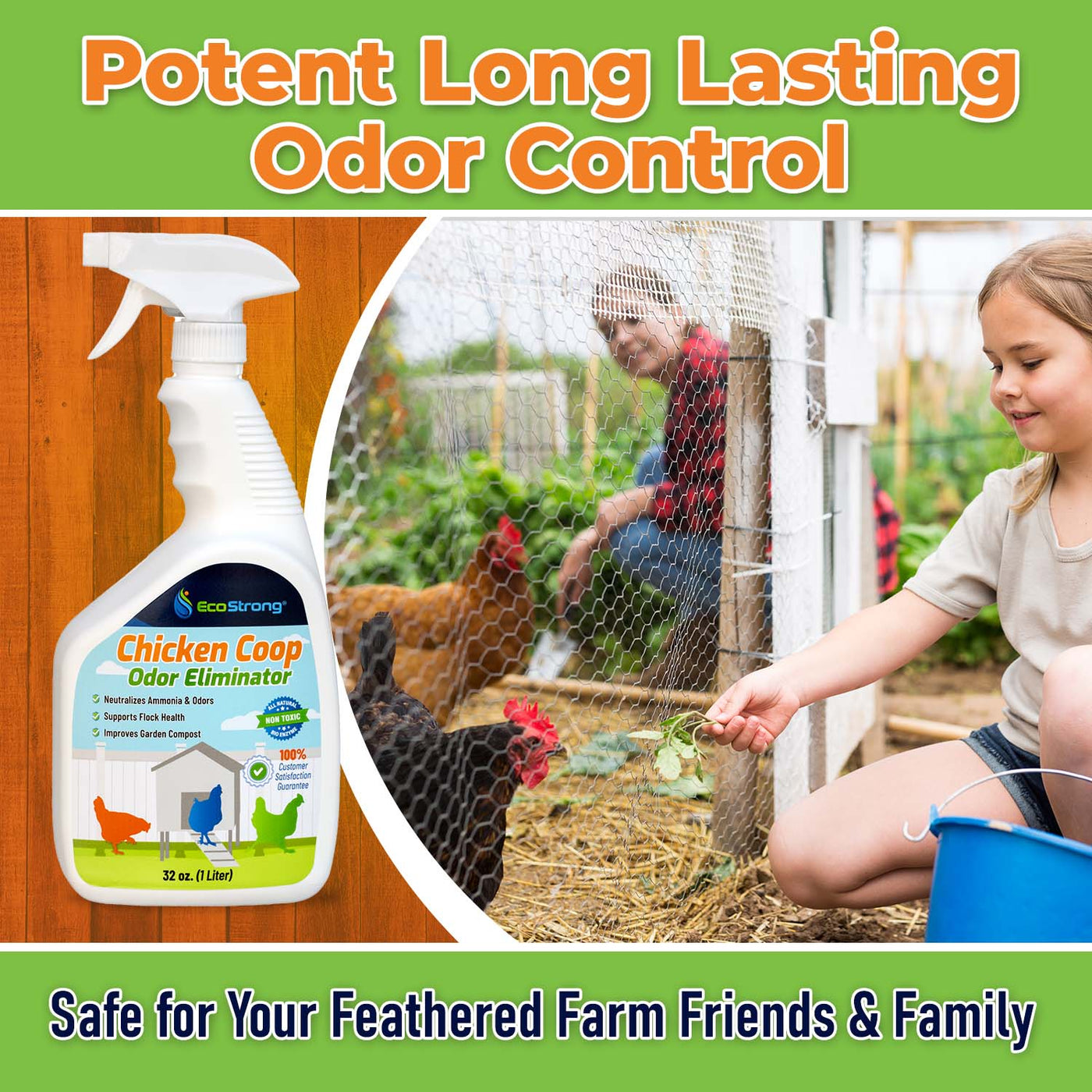 EcoStrong Chicken Coop Odor Eliminator 32 oz #size_32-oz-sprayer-bottle